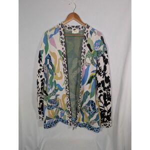 Anthropologie Multicolor Abstract Open Cardigan